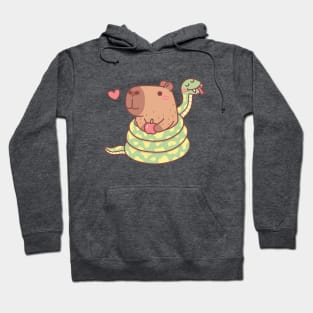 Funny Snake Wrapped Around Capybara Hoodie